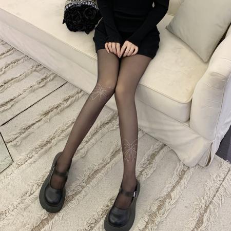 辣妹黑色钻袜薄款丝袜连裤袜纯欲蝴蝶结烫钻女袜 服裝批發女裝批發服飾貨源