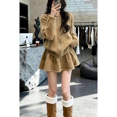 FA49934# 巨好看穿搭一整套韩系减龄小香风又酷又飒轻奢女人味毛衣短裙套装 服裝批發女裝批發服飾貨源