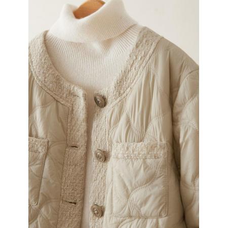 FA49943# 小香风菱形格棉衣女秋冬新款韩版时尚好看棉服夹棉短外套 服裝批發女裝批發服飾貨源