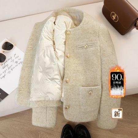 简约超好看羽绒内里小香风毛呢短外套女冬季新款通勤上衣 服裝批發女裝批發服飾貨源