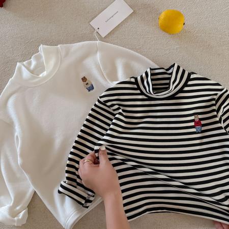 德绒儿童装高领打底衫秋冬条纹宝宝休闲弹力百搭保暖上衣T恤 童装批发宝宝服饰批发