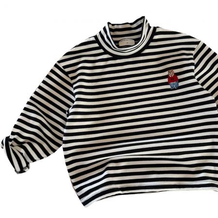 德绒儿童装高领打底衫秋冬条纹宝宝休闲弹力百搭保暖上衣T恤 童装批发宝宝服饰批发