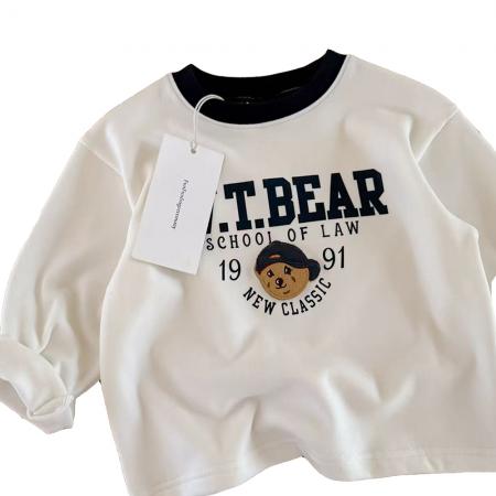 纯棉男女儿童t恤长袖立体植绒卡通中小童内搭打底衫上衣春秋 童装批发宝宝服饰批发