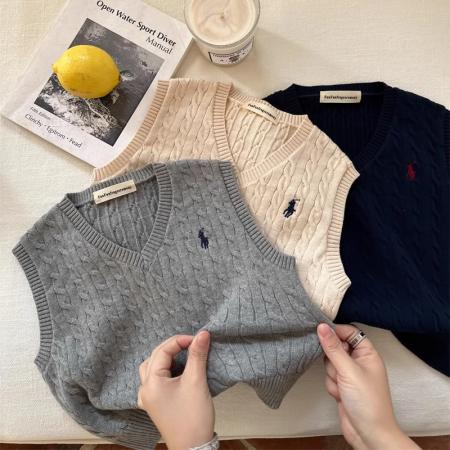 FA49959# 儿童毛线马甲春款男女童潮刺绣V领麻花马夹洋气针织毛衣背心 童装批发宝宝服饰批发