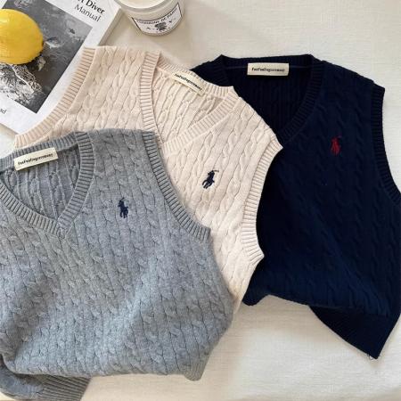 FA49959# 儿童毛线马甲春款男女童潮刺绣V领麻花马夹洋气针织毛衣背心 童装批发宝宝服饰批发