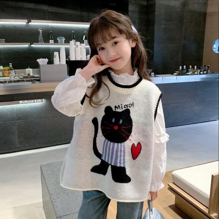 FA49969# 女童马甲春装新款韩版儿童洋气针织衫宝宝春秋外穿时髦背心潮 童装批发宝宝服饰批发