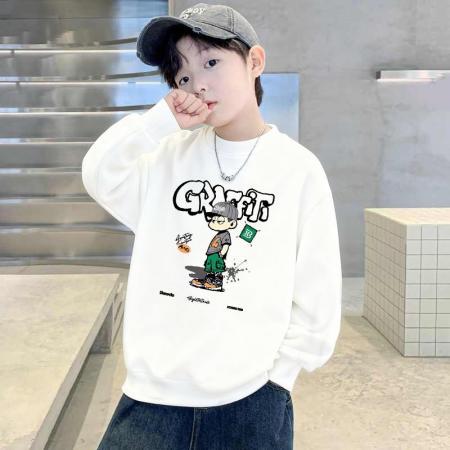 儿童男童新款圆领加绒卫衣秋冬中大童男孩韩版长袖套头上衣 童装批发宝宝服饰批发