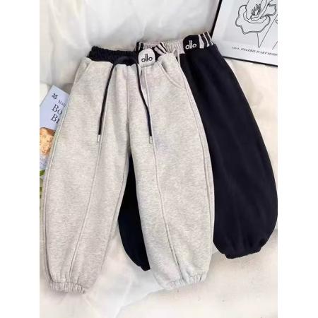 FA49983# 男女童加厚保暖阔腿裤新款冬季奥粒绒休闲裤中大童黑色长裤子 童装批发宝宝服饰批发