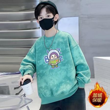 FA49984# 男童帅气加绒卫衣秋冬新款炸街潮春秋装中大童男孩上衣儿童装 童装批发宝宝服饰批发