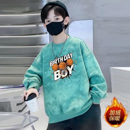 FA49985# 男童帅气加绒卫衣秋冬新款炸街潮春秋装中大童男孩上衣儿童装 童装批发宝宝服饰批发
