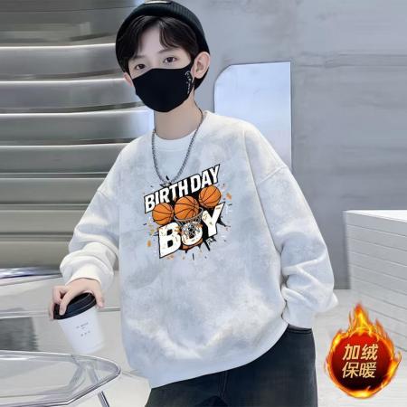FA49985# 男童帅气加绒卫衣秋冬新款炸街潮春秋装中大童男孩上衣儿童装 童装批发宝宝服饰批发