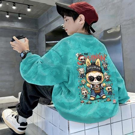 FA49986# 儿童装男童秋装卫衣加绒新款中大童男孩秋冬季扎染长袖上衣潮 童装批发宝宝服饰批发