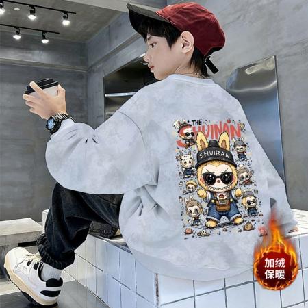 FA49986# 儿童装男童秋装卫衣加绒新款中大童男孩秋冬季扎染长袖上衣潮 童装批发宝宝服饰批发
