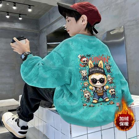 FA49986# 儿童装男童秋装卫衣加绒新款中大童男孩秋冬季扎染长袖上衣潮 童装批发宝宝服饰批发