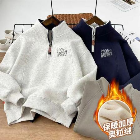 FA49987# 纯棉华棉加绒加厚奥粒绒卫衣男童新款秋冬中大童潮酷上衣 童装批发宝宝服饰批发