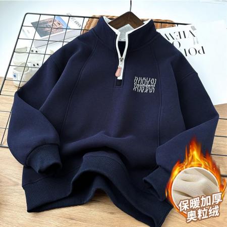 FA49987# 纯棉华棉加绒加厚奥粒绒卫衣男童新款秋冬中大童潮酷上衣 童装批发宝宝服饰批发