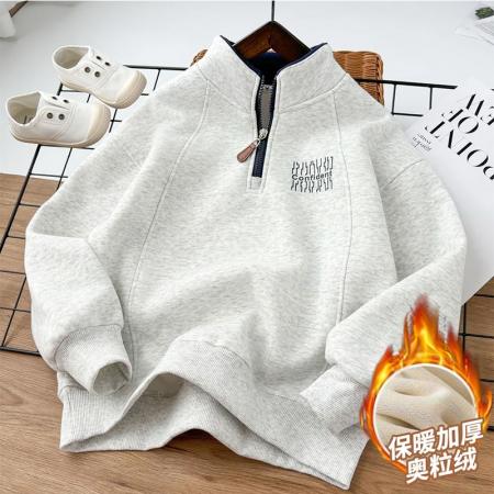 FA49987# 纯棉华棉加绒加厚奥粒绒卫衣男童新款秋冬中大童潮酷上衣 童装批发宝宝服饰批发