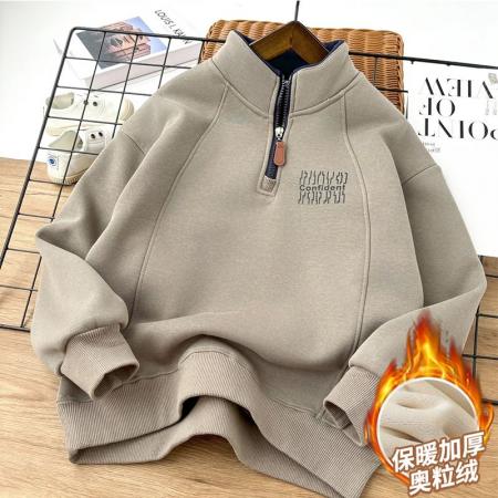 FA49987# 纯棉华棉加绒加厚奥粒绒卫衣男童新款秋冬中大童潮酷上衣 童装批发宝宝服饰批发
