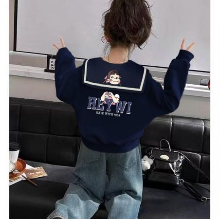 FA49996# 女童秋装海军领卫衣新款儿童中大童女孩打底衫上衣春秋洋气岁 童装批发宝宝服饰批发