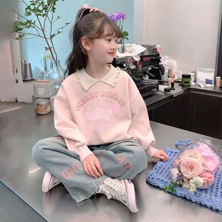 FA49997# 女童卫衣春秋款新款洋气儿童秋装小女孩秋季童装POLO领上衣潮 童装批发宝宝服饰批发