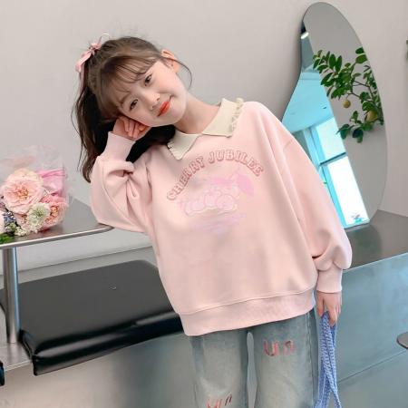 FA49997# 女童卫衣春秋款新款洋气儿童秋装小女孩秋季童装POLO领上衣潮 童装批发宝宝服饰批发