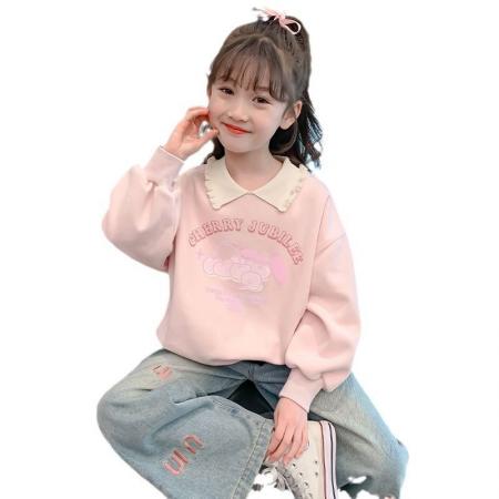 FA49997# 女童卫衣春秋款新款洋气儿童秋装小女孩秋季童装POLO领上衣潮 童装批发宝宝服饰批发