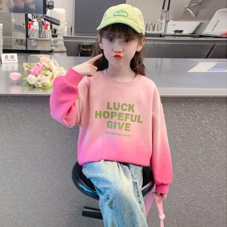 FA49999# 女童男童卫衣儿童新款洋气女孩渐变春秋圆领网红秋季上衣时尚 童装批发宝宝服饰批发