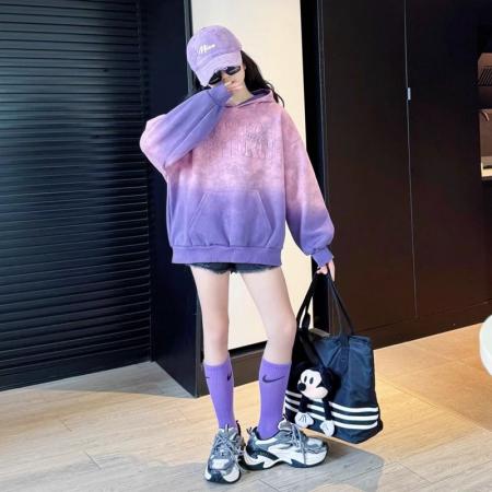 FA50001# 加绒加厚女童连帽卫衣秋冬新款儿童长袖渐变上衣女孩秋装卫衣 童装批发宝宝服饰批发