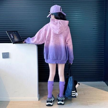 FA50001# 加绒加厚女童连帽卫衣秋冬新款儿童长袖渐变上衣女孩秋装卫衣 童装批发宝宝服饰批发