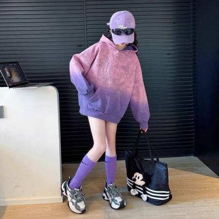 FA50001# 加绒加厚女童连帽卫衣秋冬新款儿童长袖渐变上衣女孩秋装卫衣 童装批发宝宝服饰批发