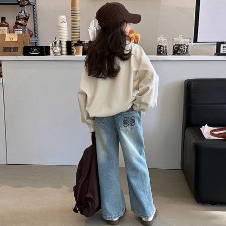 FA50002# 女童秋季Polo领卫衣秋冬季新款中大童网红女孩宽松百搭套头卫衣潮 童装批发宝宝服饰批发