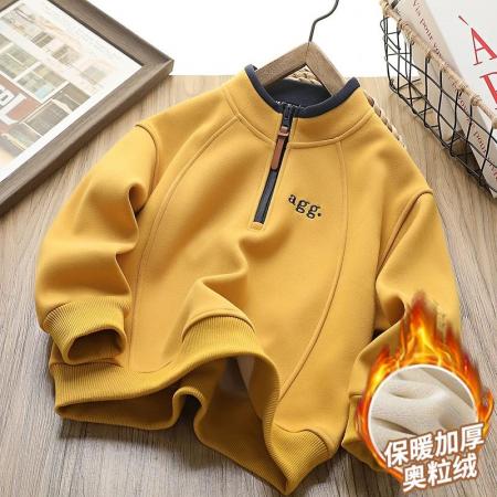 FA50004# 加绒加厚奥粒绒卫衣男女童新款秋冬保暖套头中大童潮酷上衣 童装批发宝宝服饰批发