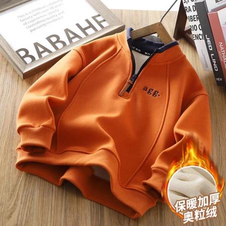 FA50004# 加绒加厚奥粒绒卫衣男女童新款秋冬保暖套头中大童潮酷上衣 童装批发宝宝服饰批发