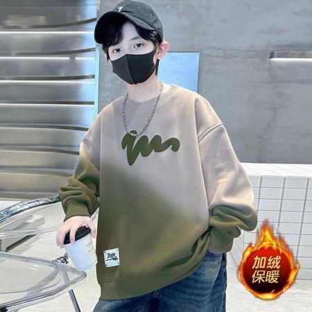男童卫衣春秋款新款洋气中大童圆领时髦渐变色秋装帅气打底衫 童装批发宝宝服饰批发
