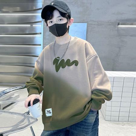 男童卫衣春秋款新款洋气中大童圆领时髦渐变色秋装帅气打底衫 童装批发宝宝服饰批发