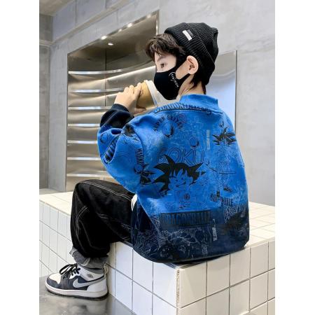 新款春秋款痞帅秋季上衣中大童炸街男孩潮儿童装男童秋装卫衣 童装批发宝宝服饰批发