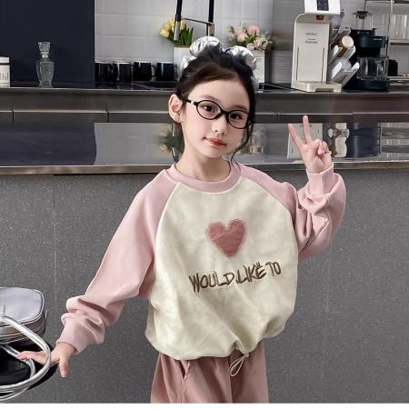 女童卫衣秋冬款洋气中大童休闲宽松上衣小女孩加厚保暖打底衫 童装批发宝宝服饰批发