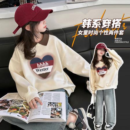 女童卫衣春秋款新款中大童洋气POLO衫女孩儿童春装卡通上衣 童装批发宝宝服饰批发