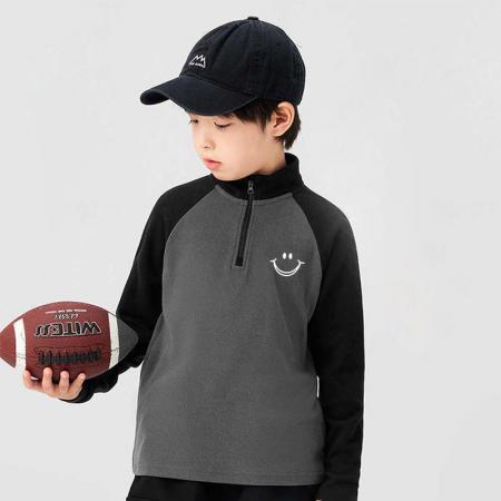 儿童德绒打底衫秋冬新款男童休闲半高领拉链保暖中大童上衣 童装批发宝宝服饰批发