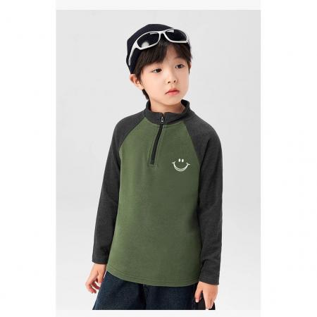 儿童德绒打底衫秋冬新款男童休闲半高领拉链保暖中大童上衣 童装批发宝宝服饰批发