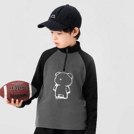 儿童德绒打底衫秋冬新款男童休闲半高领拉链保暖中大童上衣 童装批发宝宝服饰批发