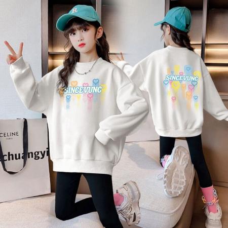 女童秋装卫衣新款儿童洋气韩版女孩秋冬加绒加厚卡通星星上衣 童装批发宝宝服饰批发