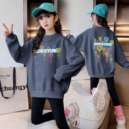 女童秋装卫衣新款儿童洋气韩版女孩秋冬加绒加厚卡通星星上衣 童装批发宝宝服饰批发