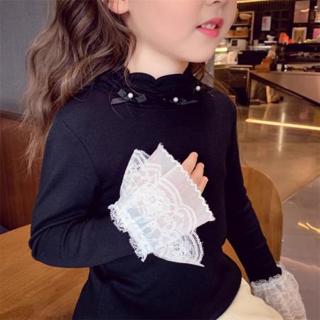 女童打底衫冬装新款儿童简约百搭半高领长袖T恤女孩内搭上衣 童装批发宝宝服饰批发