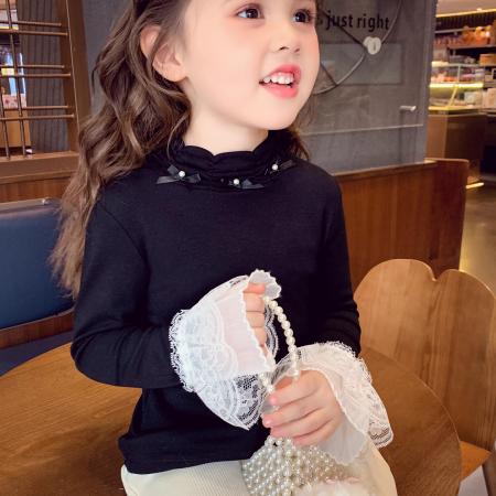 女童打底衫冬装新款儿童简约百搭半高领长袖T恤女孩内搭上衣 童装批发宝宝服饰批发