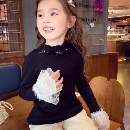 女童打底衫冬装新款儿童简约百搭半高领长袖T恤女孩内搭上衣 童装批发宝宝服饰批发