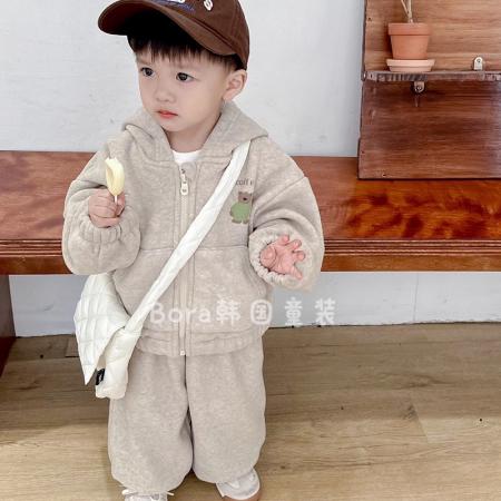 男童套装宝宝早秋装新款儿童连帽卫衣休闲运动裤子女童两件套 童装批发宝宝服饰批发