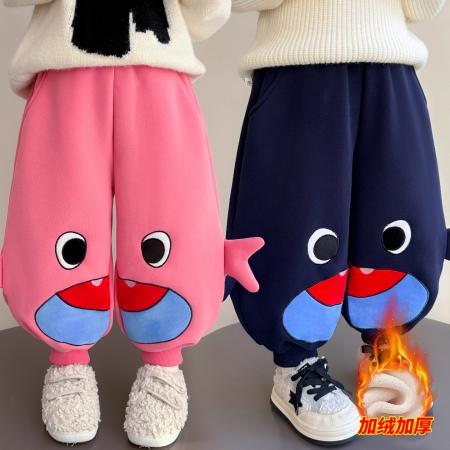 女童鲨鱼加绒裤子新款冬季女宝宝洋气加厚卫裤女孩冬装运动裤 童装批发宝宝服饰批发