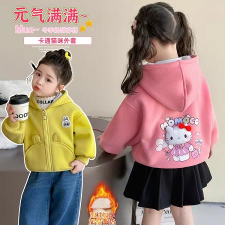女童连帽外套春秋款新款儿童洋气卡通夹克秋装宝宝运动风上衣 童装批发宝宝服饰批发