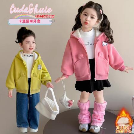 女童连帽外套春秋款新款儿童洋气卡通夹克秋装宝宝运动风上衣 童装批发宝宝服饰批发